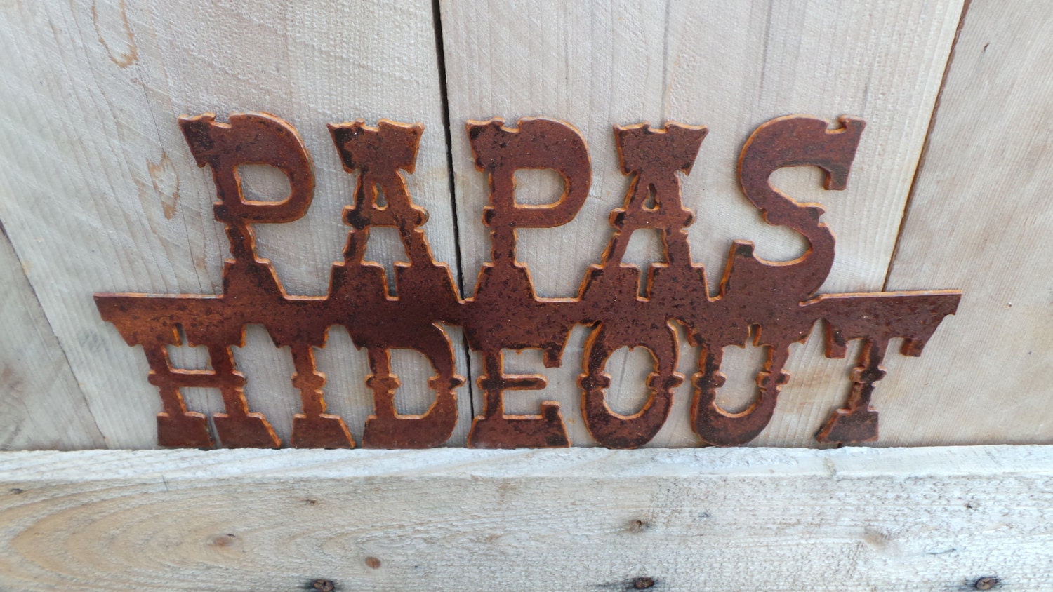 Rusted Metal Papas Hideout Sign/grandpa/garage/shop/man Cave/papaw ...