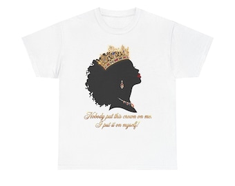 Silhouette of Black Woman with Crown T-Shirt | Afro Queen Profile Tee