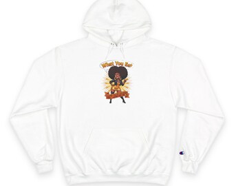 What You Eat Hoodie | Afro Woman Eating Sandwich Graphic, Retro Soul Illustration