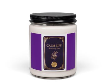 Calm Life botanical logo Soy Candle, 9oz