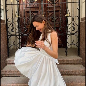 White Halter Dress Deep V Neck - Etsy