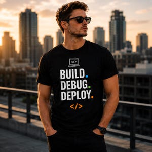 Build Debug Deploy T Shirt, Funny Software Engineer Shirt, Programmer Gift for Men, Developer Tee