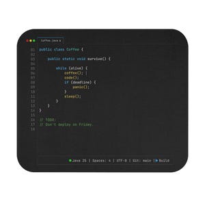 Java Developer Mouse Pad, Coffee Code Desk Mat, Programmer Gift, Coding Humor Mouse Pad, Software Engineer Desk Accessory image 3