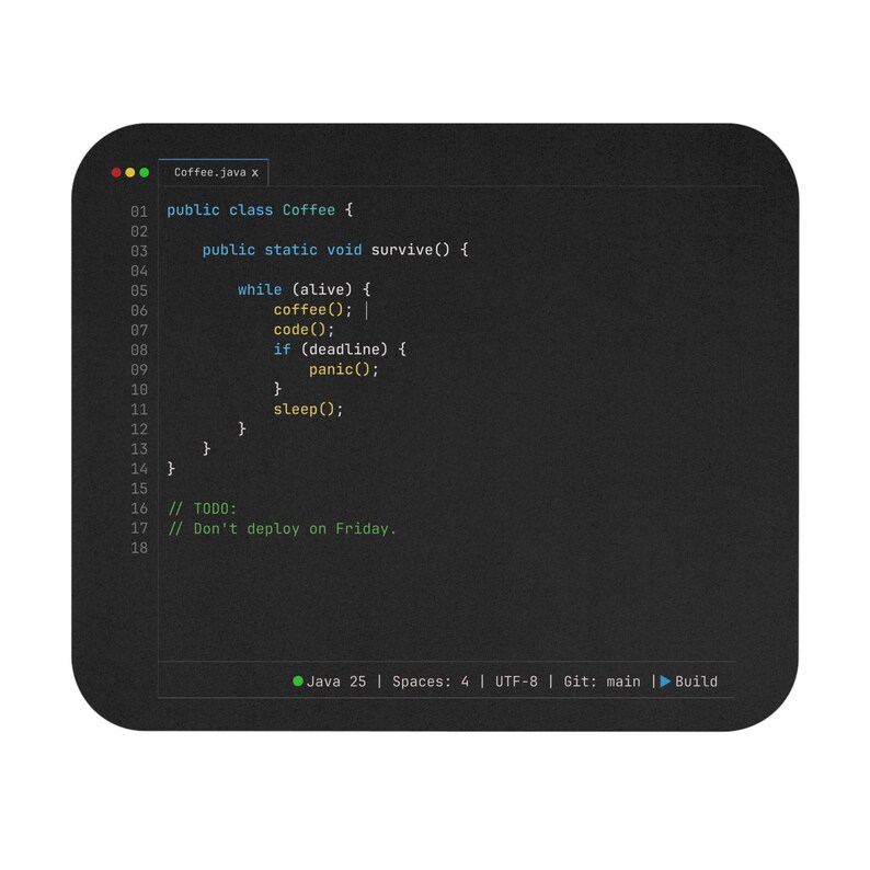 Java Developer Mouse Pad, Coffee Code Desk Mat, Programmer Gift, Coding Humor Mouse Pad, Software Engineer Desk Accessory image 3