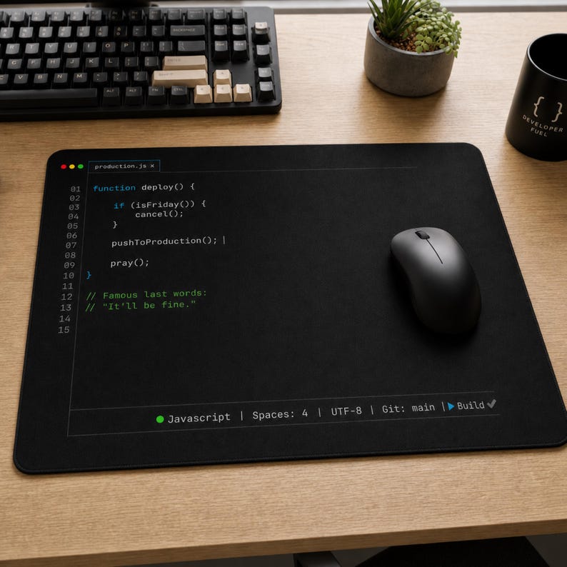 JavaScript Developer Mouse Pad, Programmer Coding Desk Mat, Funny Developer Gift, Software Engineer Mouse Pad, JavaScript Desk Decor image 1