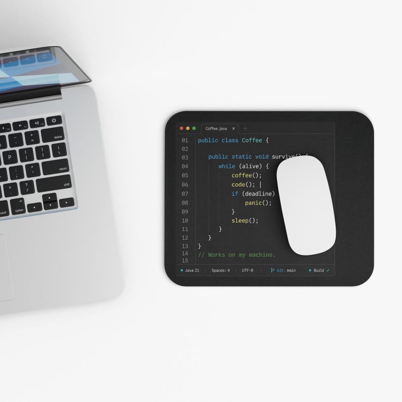 Coffee Java Code Snippet Mouse Pad | Programmer Coding Desk Mat | Programmer Gift, image 3