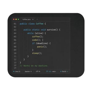 Coffee Java Code Snippet Mouse Pad | Programmer Coding Desk Mat | Programmer Gift,