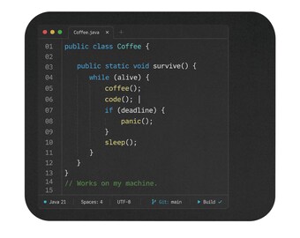 Coffee Java Code Snippet Mouse Pad | Programmer Coding Desk Mat | Programmer Gift,
