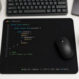 Java-Entwickler-Mauspad, Schreibtischunterlage für Programmierer, Geschenk für Programmierer, Mauspad mit Programmierhumor, Schreibtischaccessoire für Softwareentwickler