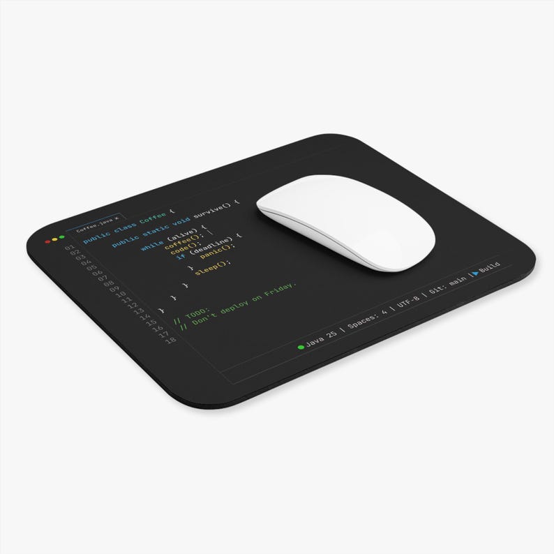 Java Developer Mouse Pad, Coffee Code Desk Mat, Programmer Gift, Coding Humor Mouse Pad, Software Engineer Desk Accessory image 4