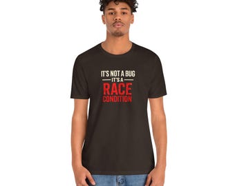 Camiseta "Condição de Corrida", Camiseta com Humor para Desenvolvedor Java, Piada de Programação para Engenheiro de Software