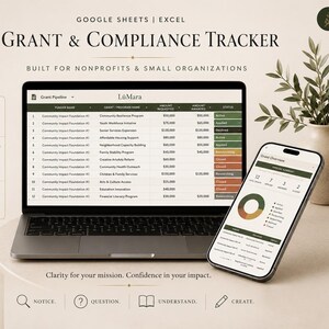 Grant Tracker Google Sheets Template Nonprofit Compliance Dashboard Grant Management Instant Download