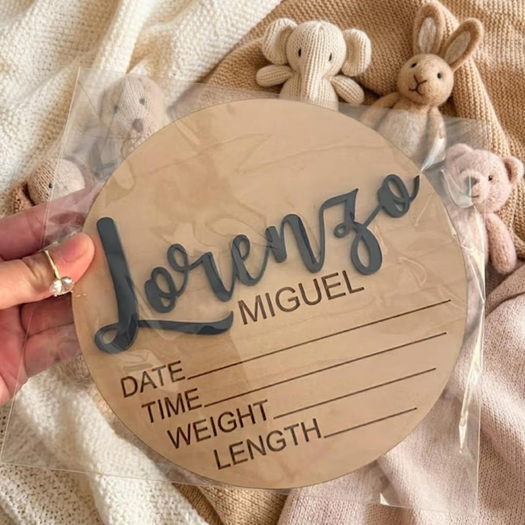Personalized Baby Name Sign for Hospital, Nursery Decor, Birth Stat ...