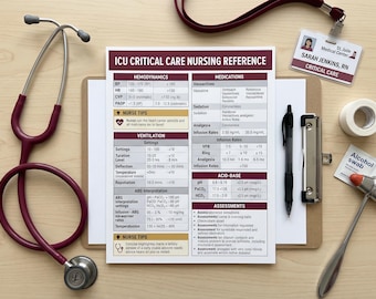 Folha de Referência de Enfermagem em Cuidados Intensivos na UTI | Hemodinâmica, Infusões, Ventilação Mecânica (Download em PDF)