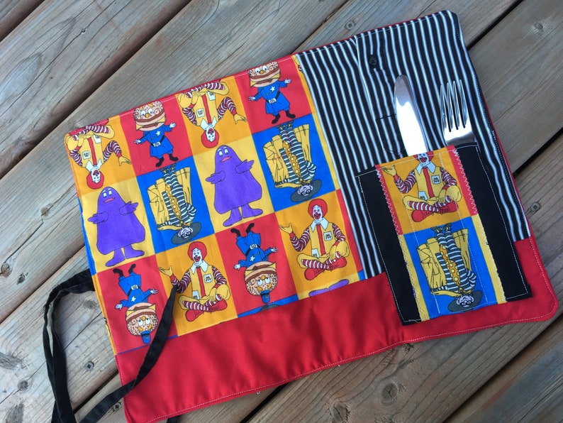 Mcdonald's rolled placemat with silverware pocket picnic Etsy