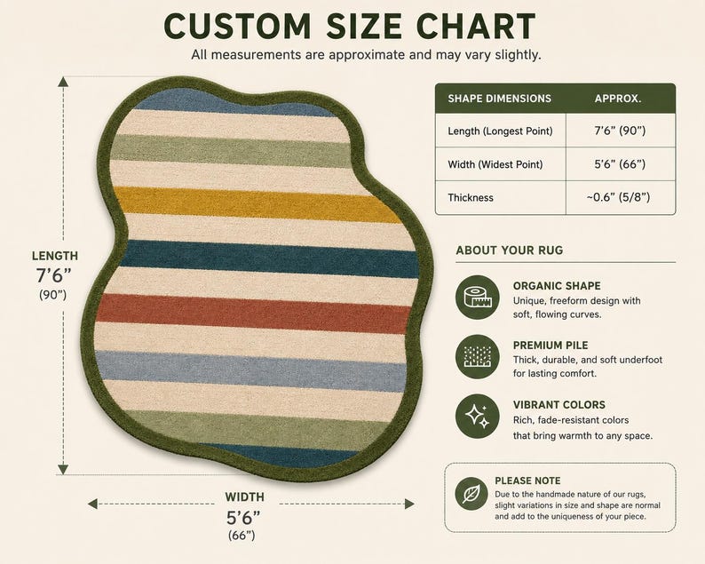 Hand Tufted Wool Rug, Organic Shape, Striped Modern Scandinavian Carpet ...