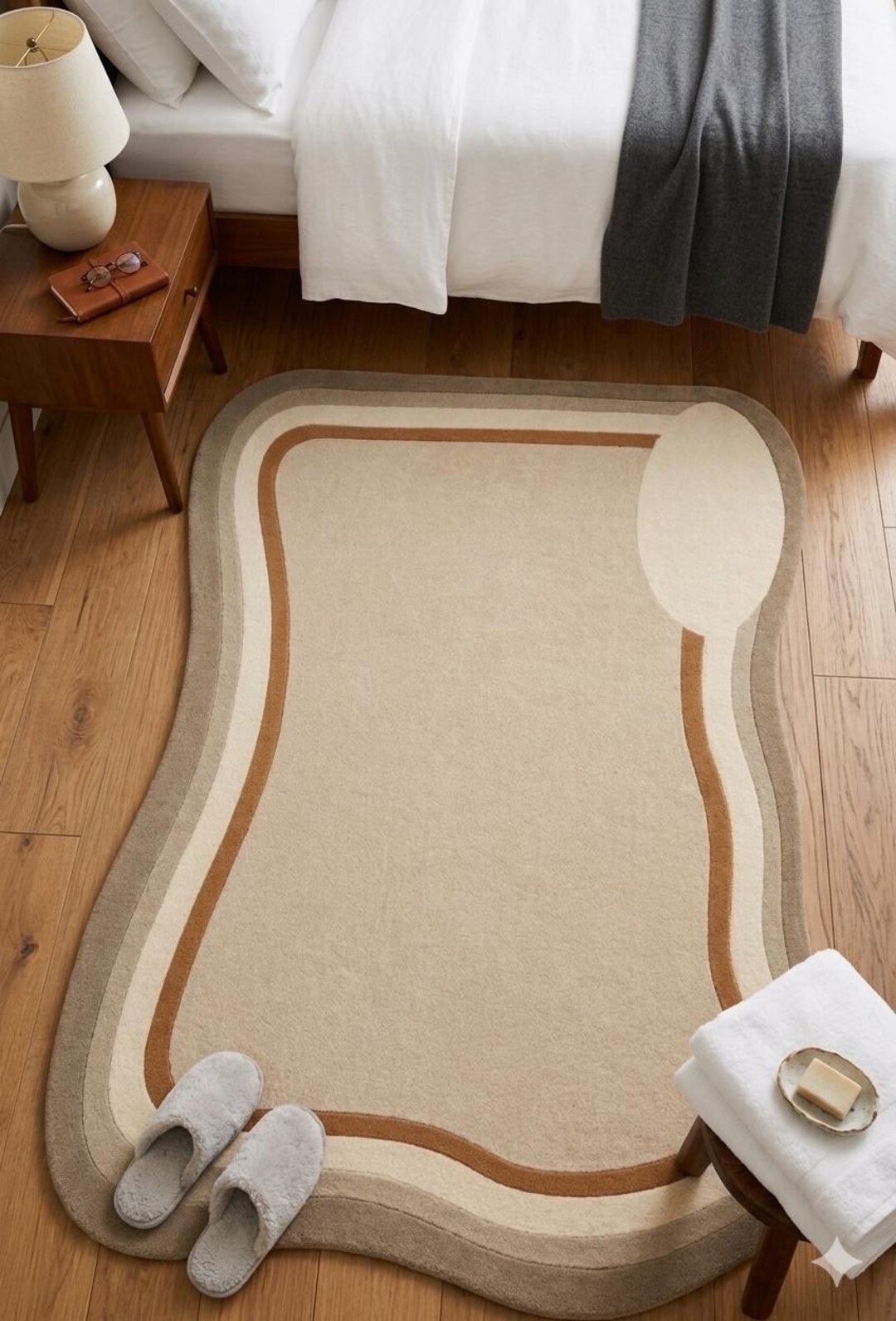 Organic Pattern Rugs Minimalist Organic Shape Hand-tufted Neutral Rug - Custom Designer ...