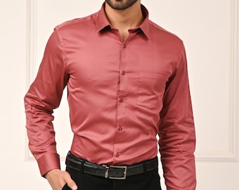 Camisa formal lisa para hombre