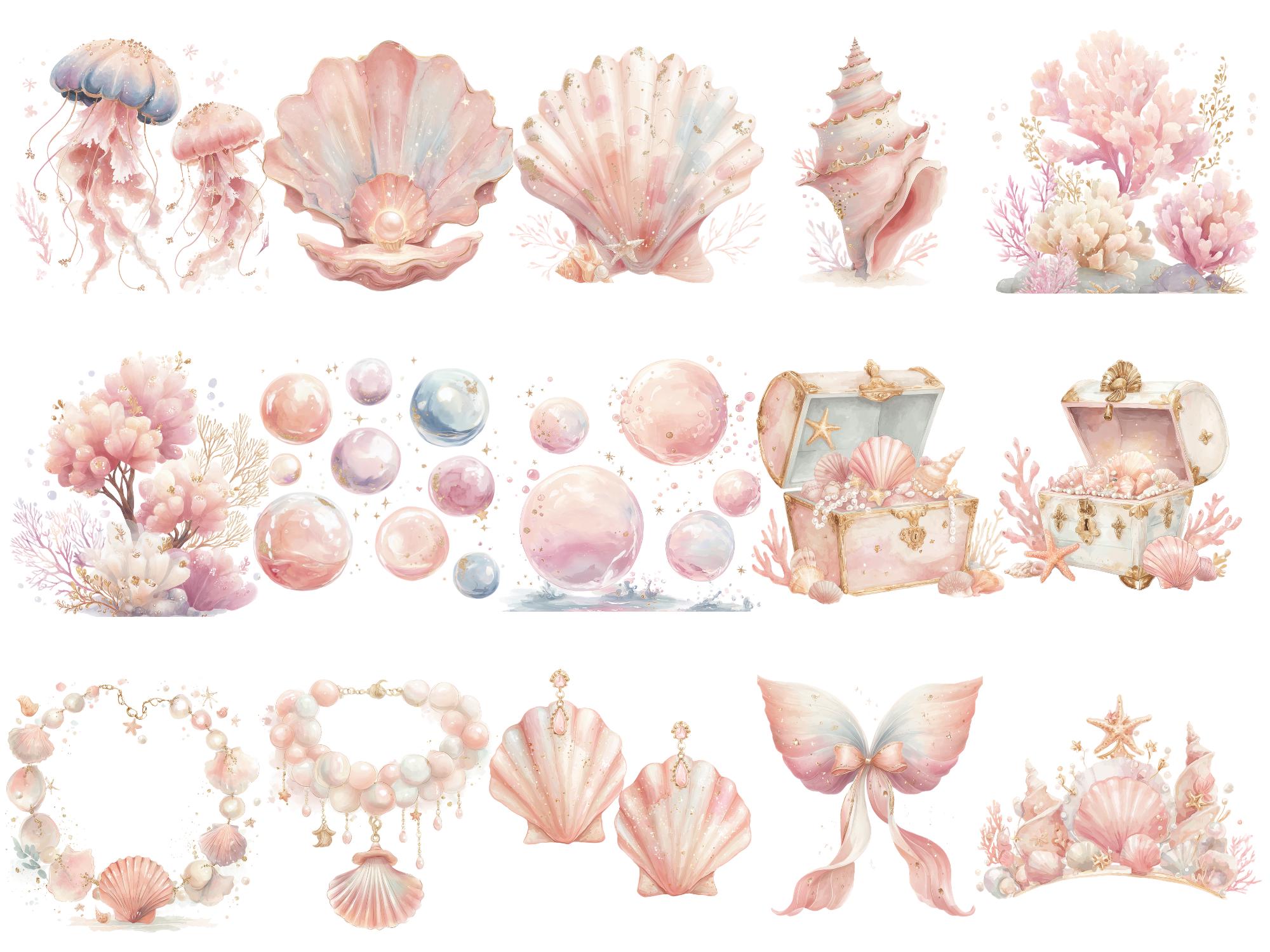 Watercolor Mermaid Clipart Set Mermaid PNG, Ocean Fantasy Illustration ...