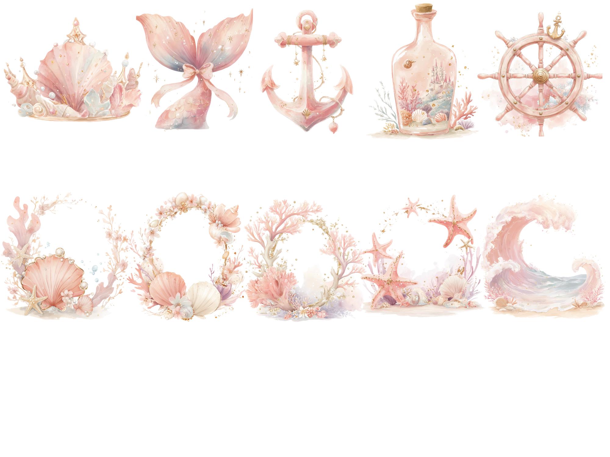 Watercolor Mermaid Clipart Set Mermaid PNG, Ocean Fantasy Illustration ...