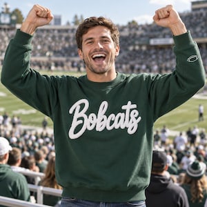 Custom Embroidered Chenille Team Name Sweatshirt, Personalized Mascot Script Crewneck, Boyfriend Christmas Gift, Sports Fan Gift
