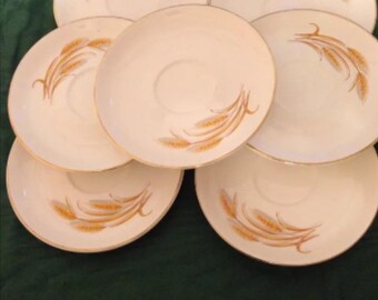 1950's Homer Laughlin Golden Wheat Saucers