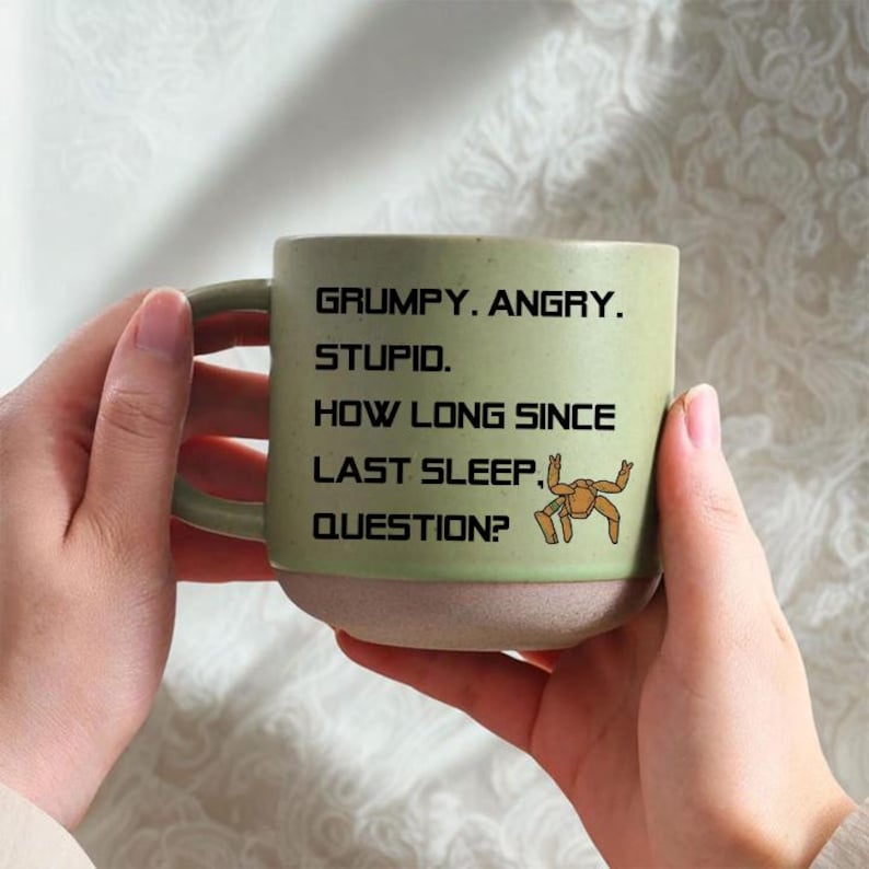 How Many Question Sign Cartoon Project Hail Mary Rocky Mug, Grumpy Angry Stupid Sci-fi Book Lover Gift ...