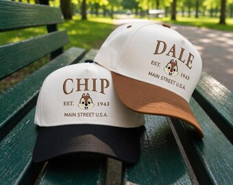 Chip And Dale Embroidered Baseball Cap Set - Chip & Dale Cap, Matching Disney Couple Hats, Disney Park Trip Gift, Disney Couple Hats Gift