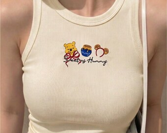 Winnie The Pooh Besticktes Tanktop - Süß wie Hunny Top, Pooh Bär Urlaubs Outfit, niedliches Disney Winnie The Pooh, passendes Park Top Geschenk