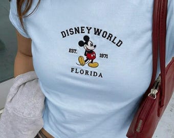 Disney World Micky Maus gesticktes Baby T-Shirt - Florida Urlaub T-Shirt, Disney Park Outfit, Retro Grafik Shirt, Disney Fans Geschenk