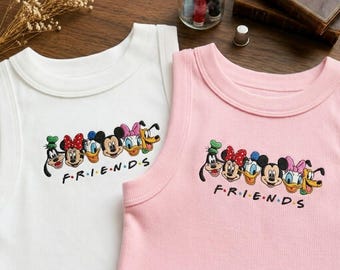 Disney Mickey & Friends besticktes Tanktop - Mickey Minnie Donald Daisy Goofy Freunde Shirts, Süßes Disney Outfit, Disney Urlaubs Outfit
