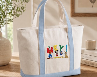 Gestickte Disney Mickey Friends Einkaufstasche, Mickey Donald Pluto, benutzerdefinierte Tragetasche, Disney Trip Tragetasche, Disnet Fan Geschenk