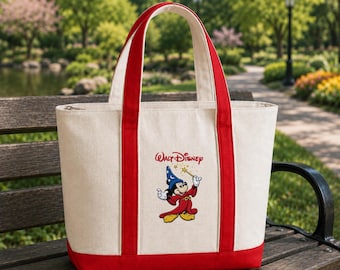Disney Fantasia Mickey bestickte Einkaufstasche, Zauberer Mickey Canvas Tasche, personalisierte Freizeitpark Tragetasche, Disney Urlaubsgeschenk