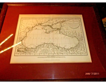 1805 J.D. Barbie Du Bocage Mapa antiguo Mar Negro Pontus Euxinus Enmarcado 14x12