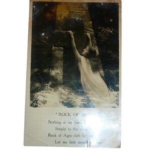 Antike 1908 Rock of Ages Postkarte Bamforth & Co Religious Atchison KS Poststempel