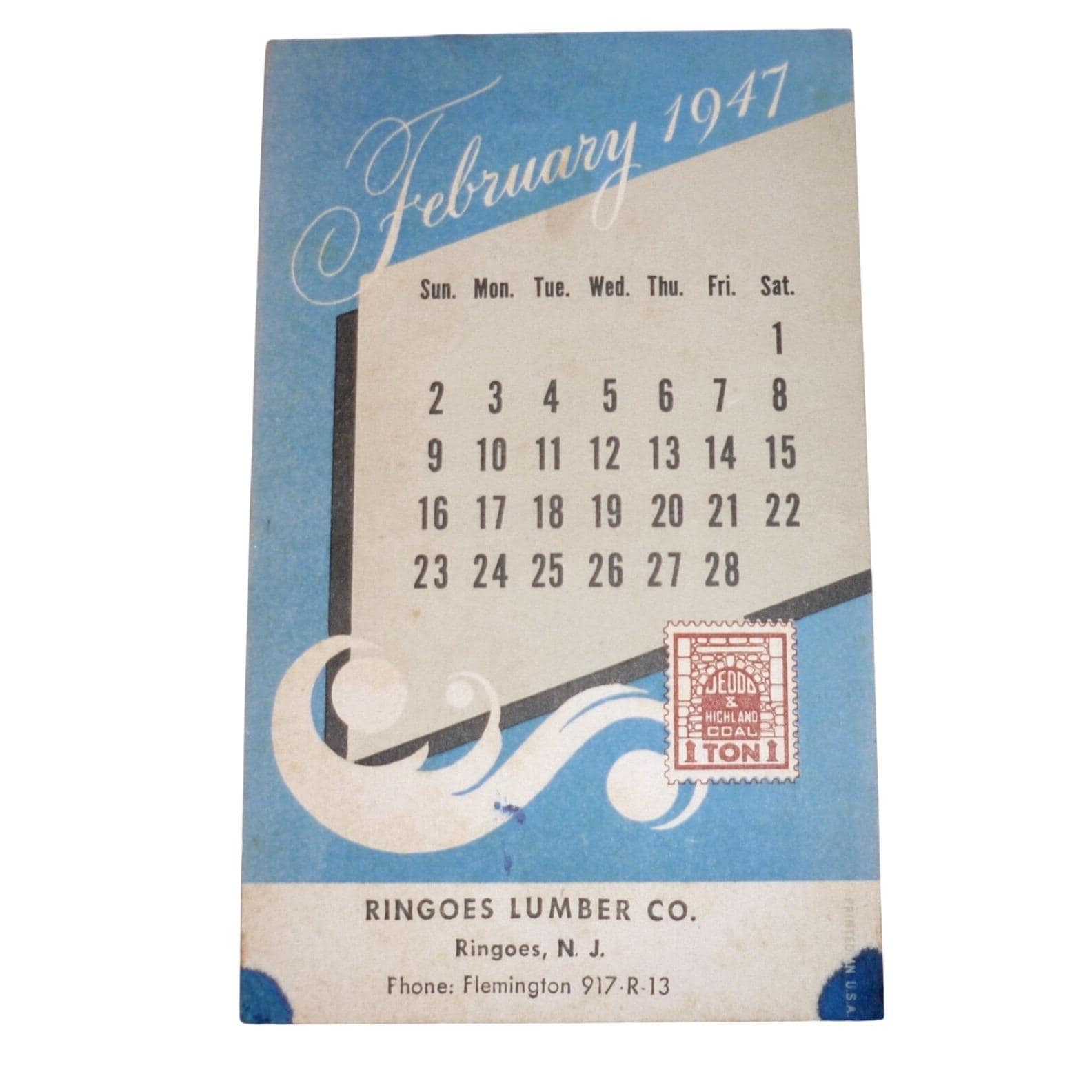 Vintage 1947 calendar - Etsy 日本
