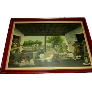 Jahrgang 1944 Florencio Molina Campos Alpargatas Druck Remeido Y Lata Gaucho Kunst