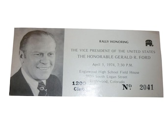 1974 Gerald Ford VP Rally Ticket Englewood High School Colorado History Ephemera