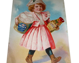 Vintage 1899 Heinz 57 variëteiten Our Commissary Trade Card Advertising Antique