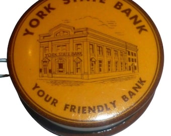 Vintage York State Bank Advertising Pocket Tape Measure Celluloid Cloth Tape
