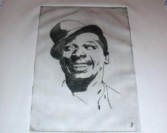 Grabado original de Nat King Cole, prueba de edición limitada 1/1, firmado por J.C. Brandenburg, Jazz Art.