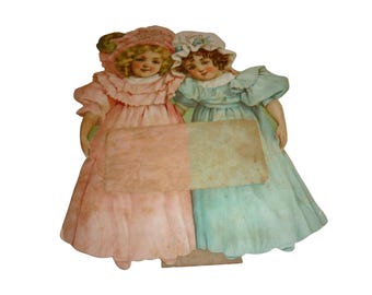 Antique 1900 Hood's Sarsaparilla Die-Cut Calendar Victorian Girls Lowell Mass