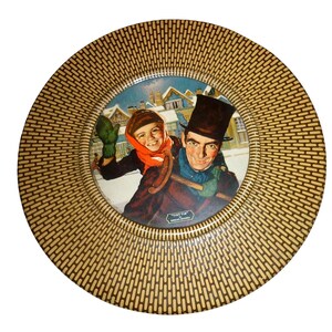 Tiny Tiny vintage di Tim Douglass Crockwell, in latta rotonda da 8 pollici, decorazione natalizia.