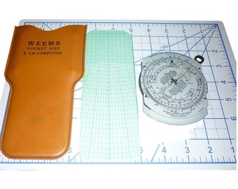 Computer di volo vintage Weems Pocket Size E-6B Denver Colorado Jeppesen Co