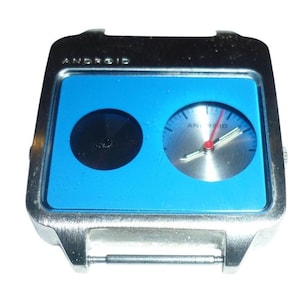 ANDROID USA Radar Digital Analog Watch Blue Face Stainless Steel Case RARE