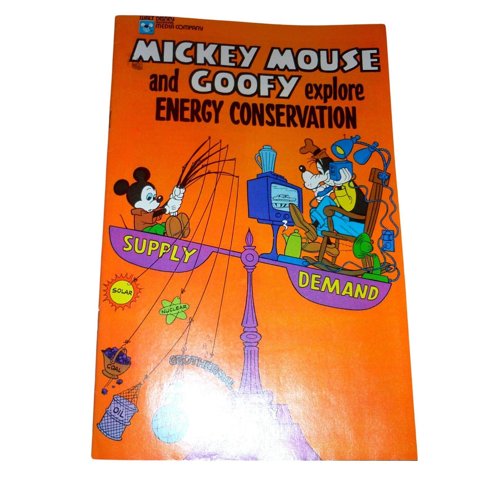 Vintage 1978 Mickey Mouse Goofy Explore Energy Conservation Disney