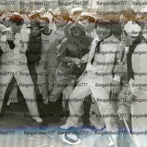 May include: A black and white photograph of a crowd of people, many wearing hats and uniforms. The image is grainy and appears to be from an older era. The text "BargainBest777" is watermarked across the image.