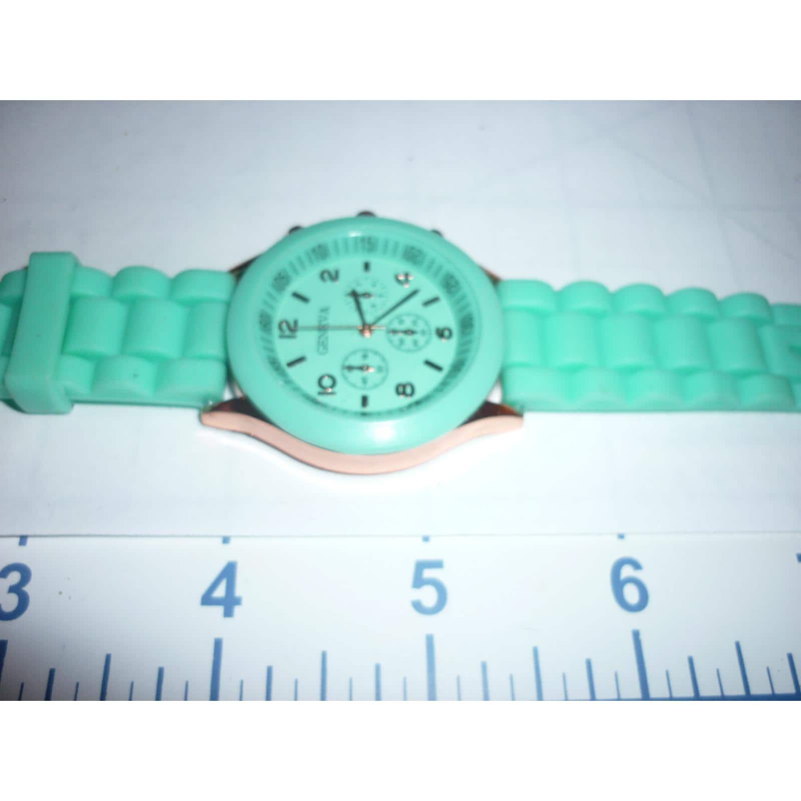 Geneva Pink, White, and Teal Watches NEW-GENEVA SILICONE,WHITE DIAL MAUVE,PINK,BLUE,LIME GREEN  main image 4