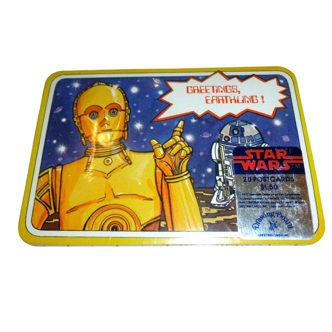 1977 STAR WARS C-3PO R2-D2 ビンテージ ビニールバッグ VINTAGE 1977 Star Wars Postcards SEALED Pack of 20 Drawing Board C