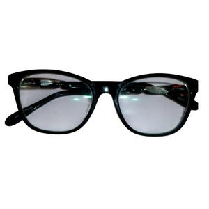 Zenni Optical 4425721 Black Rectangular Eyeglass Frames White Marble Temples